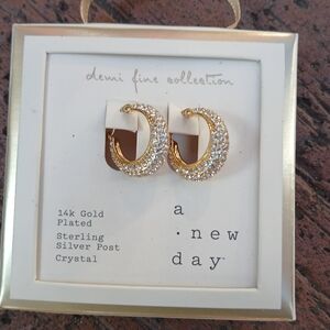 14k Gold Plated sterling silver post crystal